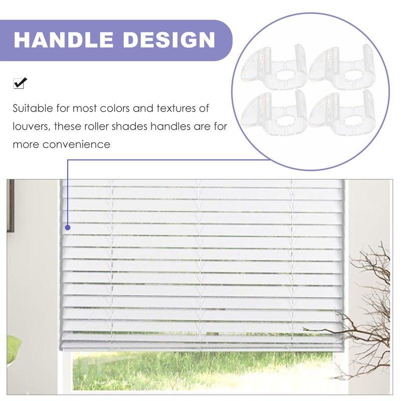DOITOOL 4 Pcs Blinds Cordless Handles,Plastic Clear Cordless Roller Shades,Cellular