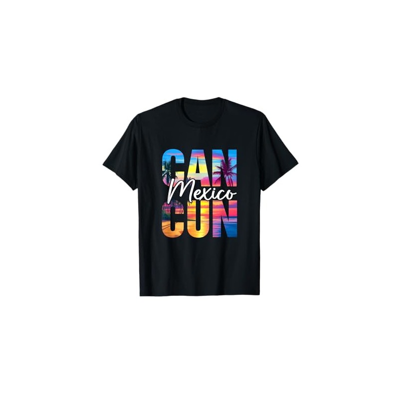 Cancun Mexico Palm Tree Sunset Beach Summer Vacation Trip T-Shirt