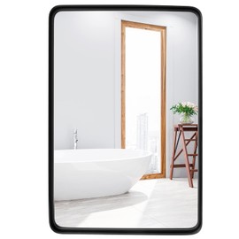 LOKO 24 x 36 Inch Bathroom Mirror, Rectangle Decorative Wall Mounted Bathroom Vanity Mirror with Metal Frame, Small Wall Mirror for Bathroom, Living Room or Bedroom, Black