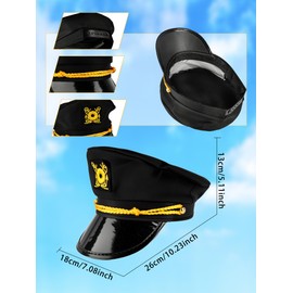 SGBETTER 8 Pack Black Captain Hat Admiral Captain Costume Hat Sailor Navy Cap with Gold Embroidery Anchor for Adult Yacht Party Dress Up