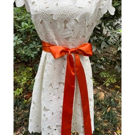 LORDRIE Wedding Satin Sash Bridal Belts For Special Occasion Dresses, Orange, Medium