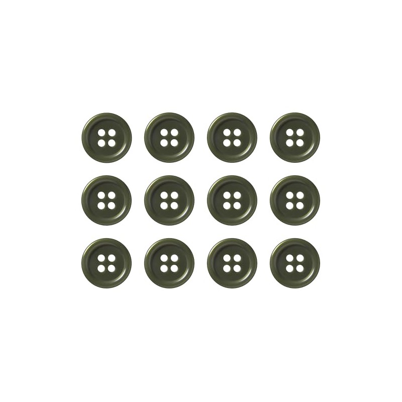 Pack of 12 Olive Green Sew on 15mm Round Buttons