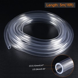 sourcing map PVC Transparent Hose Vinyl Tubing 9mm ID 12mm OD 5m Flexible Lightweight for Water Tube,Air Tube