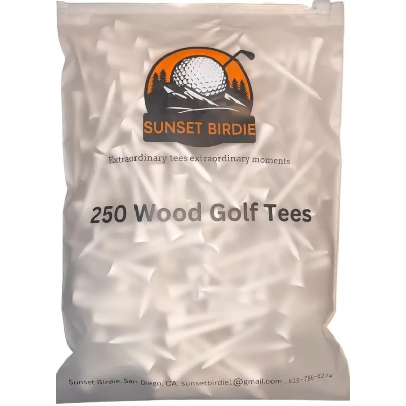 Sunset Birdie - 250 Pack Wood Golf Tees in Bulk
