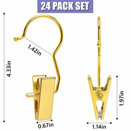 Amber Home 24 Pack Gold Boot Clips for Closet, Gold Boot Hangers with Hooks, Laundry Hooks, Clothes Pins, Portable Home Travel Hangers for Hat, Towels, Bras, Socks