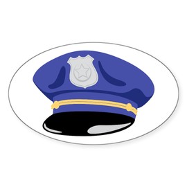 CafePress Police Hat Sticker Oval Car Bumper Sticker