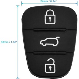 Dorischen 3 Button Remote Key Fob Case Rubber Pad for Hyundai I10 I20 I30 IX35 for Kia K2 K5 Rio Sportage Flip Key(2 Pcs), Black