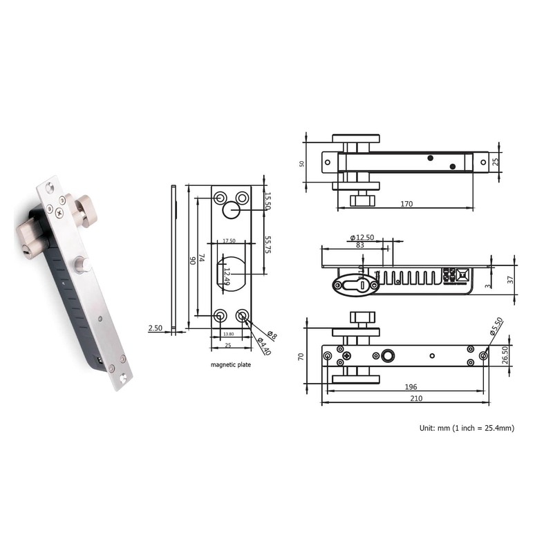 Electric Drop Bolt Lock Deadbolt Fail-Secure NO Mode 12V DC