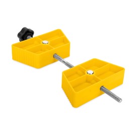 Camco Large RV Wheel Stop | Fits 26 to 30-inch Diameter Tires and Tire Spacing from 3 ½ to 5 ½-inches | Yellow (44622)