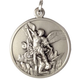 925 STERLING SILVER SAINT MICHAEL THE ARCHANGEL MEDAL - BIG SIZE - MADE IN HIGH RELIEV