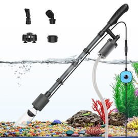fishkeeper Electric Aquarium Vacuum Gravel Cleaner, 25W 6 in 1 Multifunction Fish Tank Cleaner Kit Gravel Vacuum for Fish Tank Adjustable Flow for Automatic Wash Sand & Water Changer