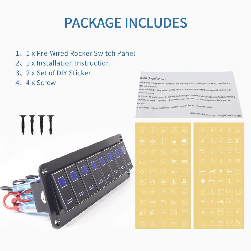 Rocker Switch Panel – 8 Gang Aluminum Toggle Switch Panel,