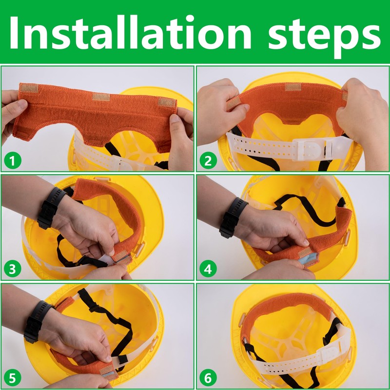 6 Pcs Hard Hat Sweatband- Cotton Washable Hard Hat Self