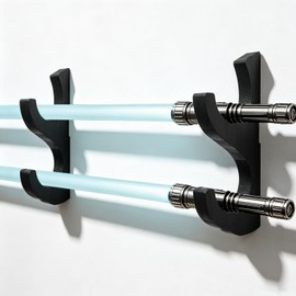 KOYILTD Lightsaber Wall Mount Black Wooden Sword Holder with Display Shelf