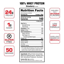 Labrada Nutrition 100% Whey Protein Powder, Strawberry, 4.13 lb