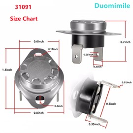 31091 Limit Switch fits for Atwood/Hydro Flame/Dometic RV Furnace Heater 190℉,Compatible with :AFLA35211, AFLD40111,AFMD20111 et al Series of Models(1 Pack