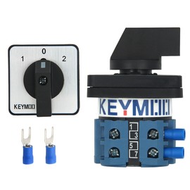 KEYMOO 20A Rotary Changeover Switch,3 Position 2 Phase 8 Terminals,ON-Off-ON 2-Way Universal Selector Switch, Cam Switch 20/D202.2