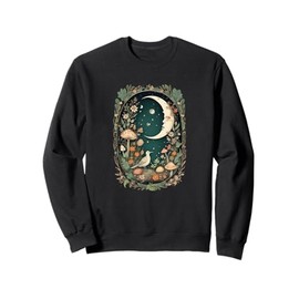 Aesthetic Goblincore and dark Cottagecore Mushroom Moon Bird Sweatshirt