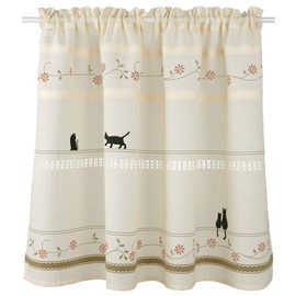SunnyDayFabric Cafe Curtain Stitch Approx. 43.3 inches (110 cm) Width x 27.6 inches (70 cm) Length Cat