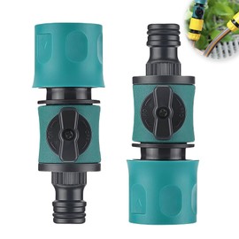 2 x Regulating Valve 1/2 Inch for Garden Hose, Robust Plastic Hose Valve with Quick Coupling, Ideal for Watering in Garden, Agriculture and Industry, Hose Connector Extender