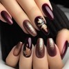 Tyuimhx Fall Maple Leaf Press on Nails Medium Coffin Fake