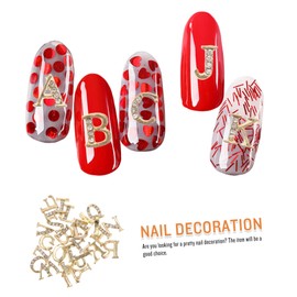 Healeved 2 Sets Alloy Nail Decals Nail Art Charms Alphabet Nail Art Stickers ABC Letter Nail Sticker DIY Nail Art Stickers Manicure Nail Art Decor Nail Stickers 3D Rhinestones Applique