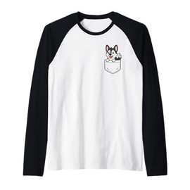 Cute Husky Puppy Pocket Pal Funny Husky Dog Lover Art Raglan Baseball Tee