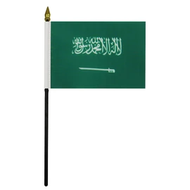 Saudi Arabia Table Flag 4'' x 6'' - Saudi Arabian Desk Flag 15 x 10 cm - golden spear top - Drapeau Arabie Saoudite AZ FLAG