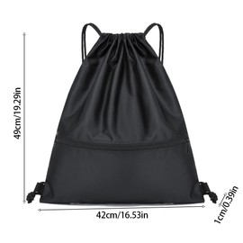 Drawstring Backpack Bag Gym Sport Bags Lightweight Gym Sack for Sports Gym Swimming Hiking Travel School And Outdoor Adventures (Black, Large)
