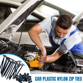 Nylon Universal Cable Tie Buckle for Car, Heavy Duty Self-Locking Nylon Zip Ties Holder, Plastic Cable Ties Tool Fasteners Car Repair,UV Resistant Zipties for Car,Car Plastic Rivet Fasteners (100PCS)