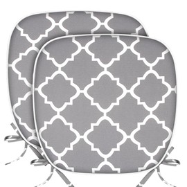 SleepMan Outdoor 17"x16" Chair Cushions with Ties Set of 2, Water Resistant All Weather U-Shape Seat Pads for Patio Garden Furniture Indoor (Set of 2, Grey Plaid)