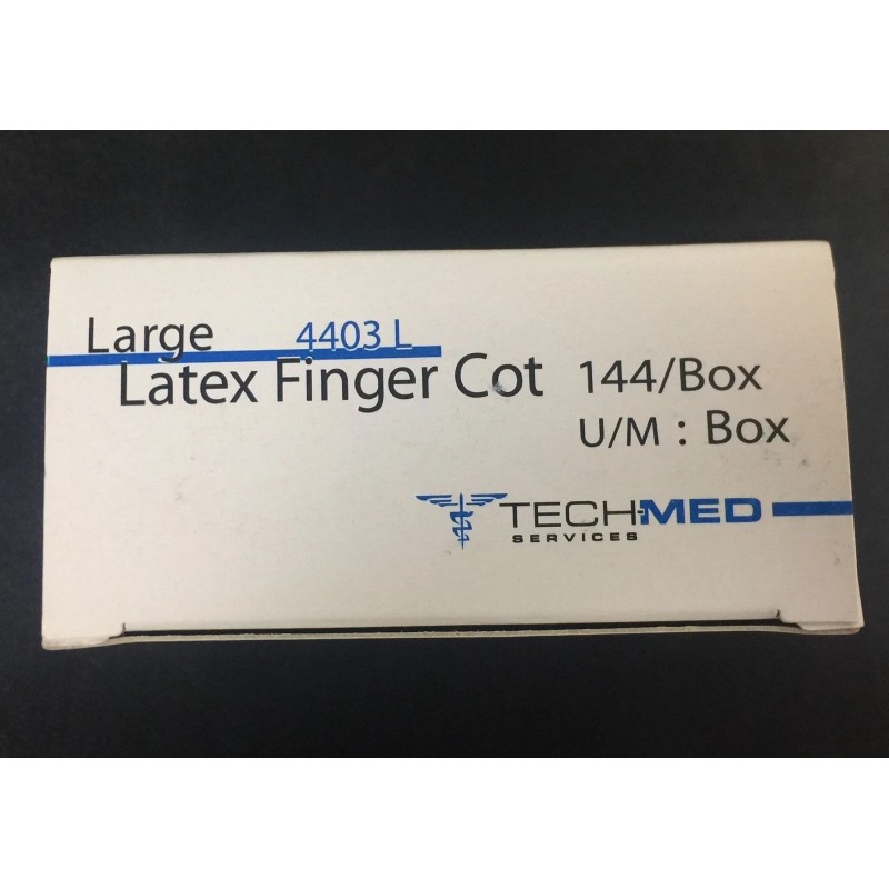 TECH-MED SERVICES LATEX FINGER COTS - LARGE 144/BX