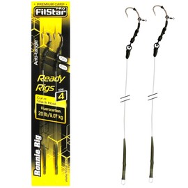 PRO FILSTAR Carp Fishing Ronnie Rig Fishing Hook N4, Fluorocarbon Leader 20 cm 9 kg Аnti Tangle Sleeve - Curve Shank Hook - Pop Up Fishing Bait - Boilies Hair Rig - Carp Fishing Accessories - Carp
