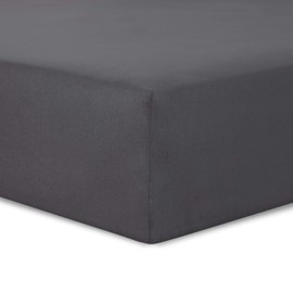 VISION Fitted Sheet 150 x 200 cm Charcoal Grey 100% Cotton 57 Thread Count 4 Elasticated Corners Fitted Sheet 30 cm
