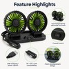Dual-Head Car Cooling Fan – 2-Speed Adjustable USB Auto Air