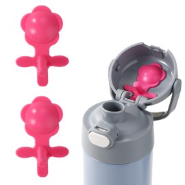 2pcs Replacement Leak Stopper for Thermos Funtainer 16oz Stainless Steel Vacuum Insulated Bottle, Flower Style Silicone Water Bottle Lid Seal Plug Spill Stopper Replacement Parts (Pink)