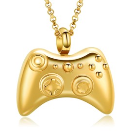 QGJNSGC Keepsake Necklace for Human Ashes Stainless Steel Game Controller Cremation Jewellery for Ashes Memorial Pendant for Boys Men, Stainless Steel