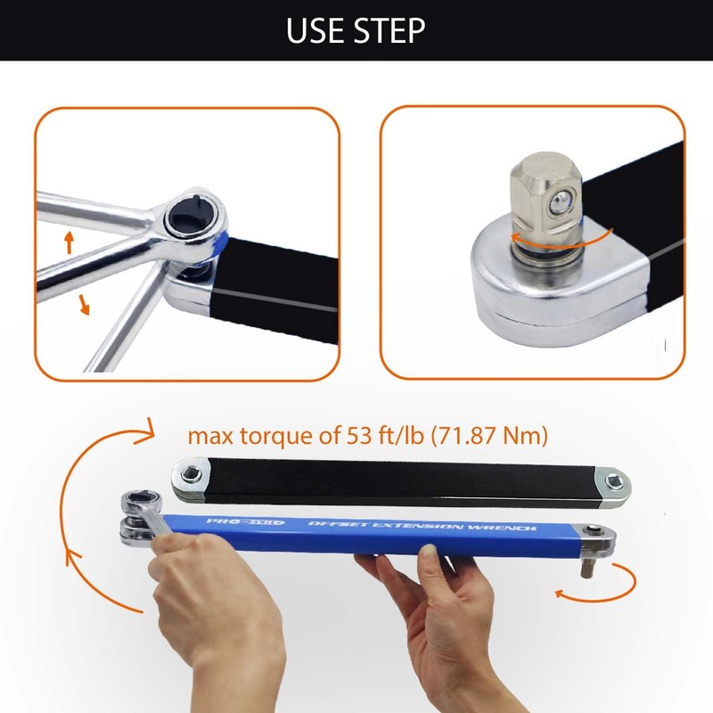 Wonfly Offset Extension Wrench, Versatile 1/4" and 3/8" - with1/2