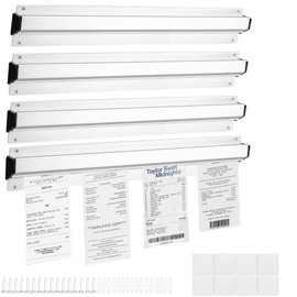 Axigundaone 4 Pcs Ticket Holder Strip for Restaurant, 16 Inch Aluminum Slide Check Rack Holder, Receipt Order Ticket Rack Bill Clip for Cafes, Pubs, Restaurant