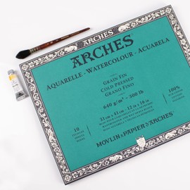 Arches Watercolor Paper Block, Cold Press, 12" x 16", 300 pound (1795067)