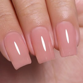 Imtiti Jelly Gel Nail Polish, Pink Peach Sheer Jelly Nail Gel Polish Soak Off UV LED Spring Summer Translucent Art Manicure Salon DIY Design 10ML