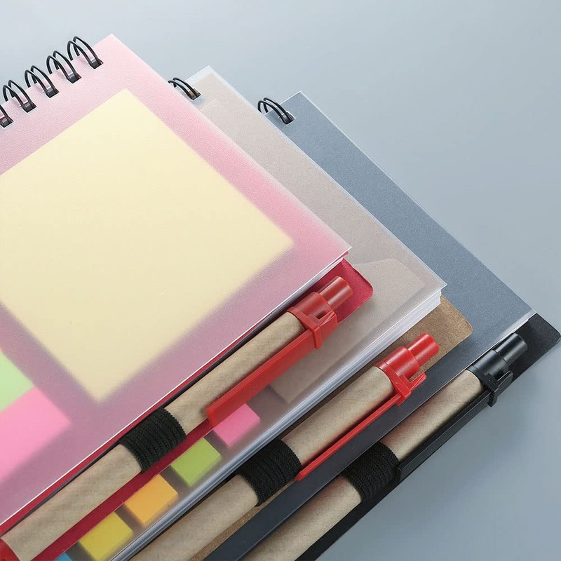 SEIWEI Spiral Notebook with Pen and Sticky Notes Double Loop