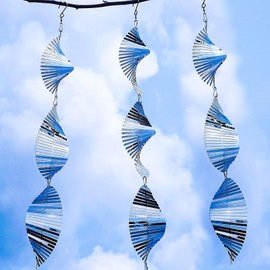 Shiny 3D Fishbone Wind Spinner, Stainless Steel Metal Sculpture Garden Decor, Sparkly Reflective Outdoor Decoration for Yard, Patio, Lawn, House