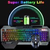 Wireless Gaming Keyboard and Mouse,RGB Backlit Rechargeable Keyboard Mouse with