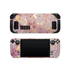 ZOOMHITSKINS Steam Deck Skin, Compatible with Steam Deck Skins, Pink Rose Gold Marble Granit Star, Protective Skin Wrap Set for Valve Steam Deck Accessories, Durable, Glitter Overlaminate