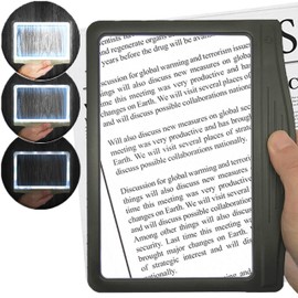 MagniPros 3X Large Ultra Bright LED Page Magnifier- 12 Anti-Glare Dimmable LEDs, Provide More Evenly Lit Viewing Area, Relieve Eye Strain|for Reading Small Prints & Low Vision