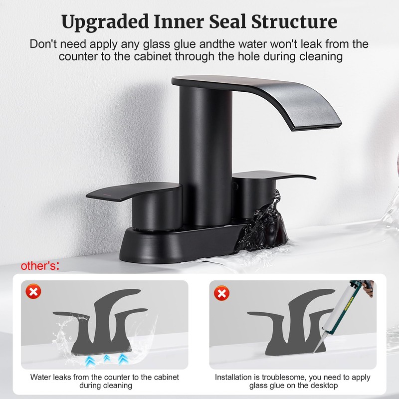 Ultimate Unicorn Black Waterfall Bathroom Faucet, 4 Inch Bathroom Sink
