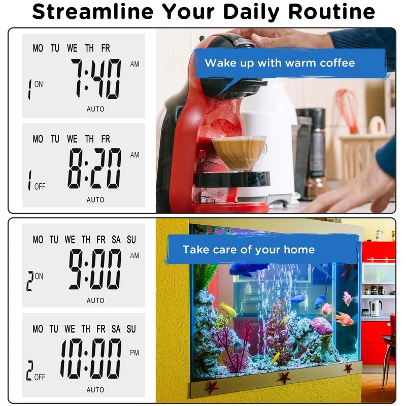 NOVKIT Digital Security Timer Plug Socket Programmable Switch Timer with