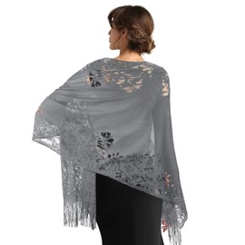 Yetuab Shawls and Wraps,Grey Shawl,Pashmina Scarf,Shawl Wraps for Women Wedding,Shawls and Wraps for Evening Dresses,Lace Shawl,1920s Shawl,Crochet Shawl,Fringe Shawl,Travel Shawl