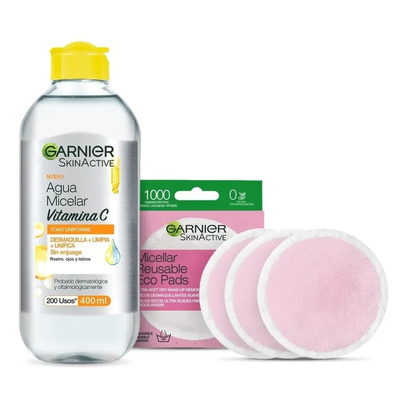 Kit Garnier Agua Micelar Express Aclara 400ml +3 Ecopads